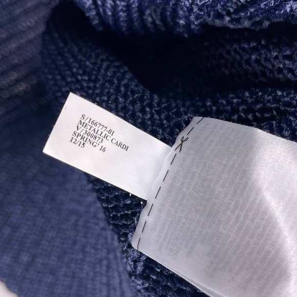 Banana Republic Metallic Navy Blue Boyfriend Cardigan Longline Women's Medium - Picture 6 of 8